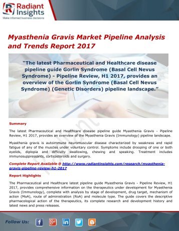 Myasthenia Gravis Market Share, Opportunities and Outlook 2017