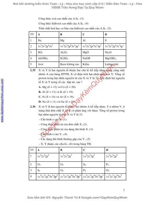 Bài tập trắc nghiệm Hóa 10 chương 2, 3, 4, 6 (có đáp án)