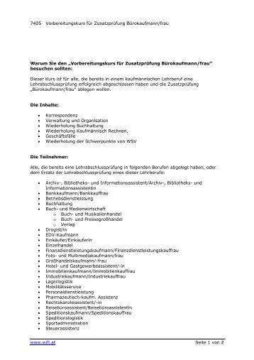 7405 Vorbereitungskurs für Zusatzprüfung Bürokaufmann/frau www ...