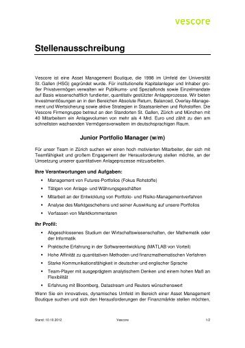 Junior Portfolio Manager (w/m) - Jobs