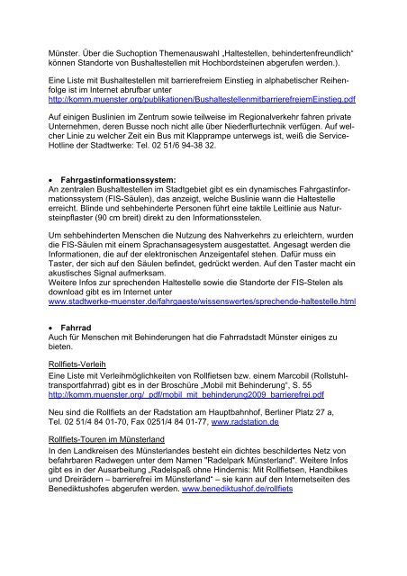 Informationen für Menschen mit Behinderungen - KOMM Münster