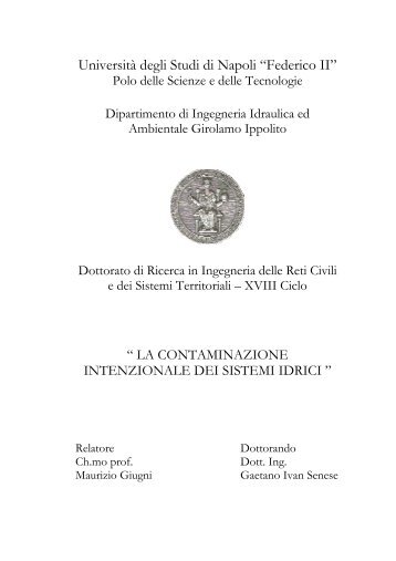 La contaminazione intenzionale dei sistemi idrici - FedOA ...