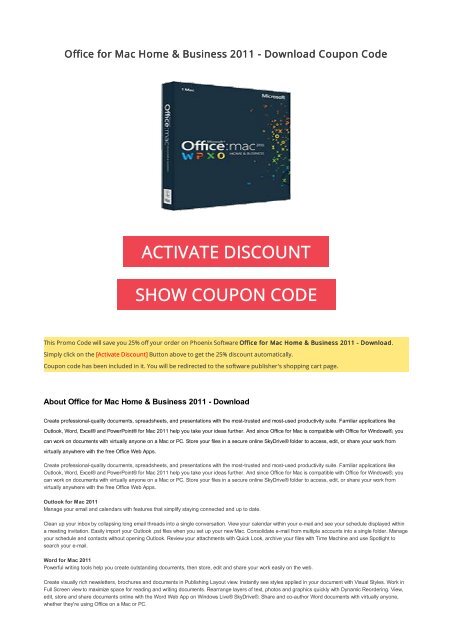 25 Off Office For Mac Home Business 2017 Coupon Code Coupon Code