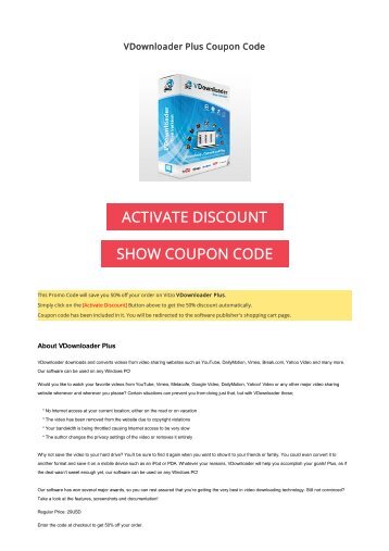50% OFF VDownloader Plus Coupon Code 2017 Discount OFFER
