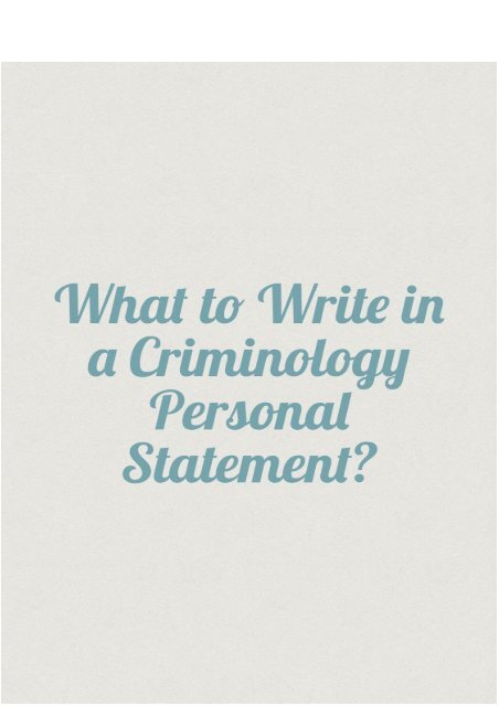 law with criminology personal statement