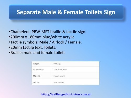 Separate Male & Female Toilets Sign - Braille Sign Distributors