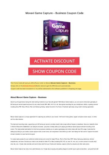 40% OFF Movavi Game Capture – Business Coupon Code 2017 Discount OFFER