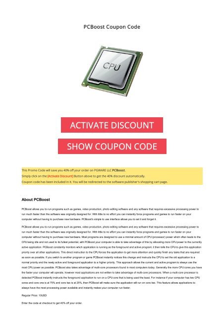 40% OFF PCBoost Coupon Code 2017 Discount OFFER