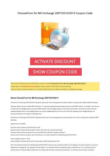 40% OFF ChooseFrom for MS Exchange 2007/2010/2013 Coupon Code 2017 Discount OFFER