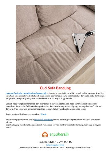 Cuci Sofa Bandung SapuBersih 0812 99 115 115