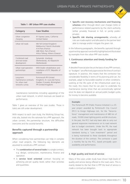 Motorways and Urban Mobility - International Road Federation