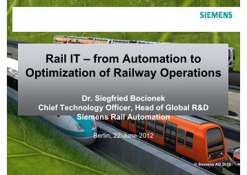 Rail IT – from Automation to Optimization of Railway Operations