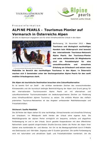 ALPINE PEARLS – Tourismus Pionier auf Vormarsch in Österreichs ...