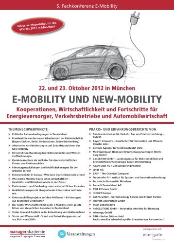 E-MOBILITY UND NEW-MOBILITY Kooperationen, Wirtschaftlichkeit ...