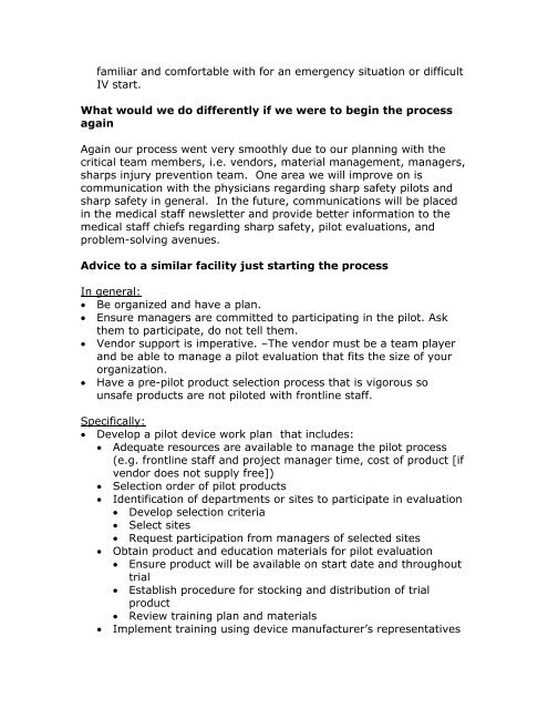 CATHETER EVALUATION