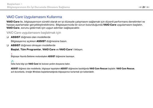 Sony VPCS12F7E - VPCS12F7E Mode d'emploi Turc