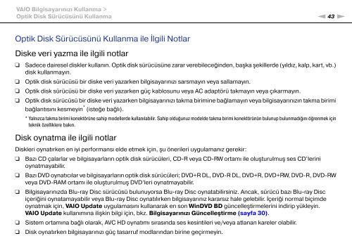 Sony VPCS12F7E - VPCS12F7E Mode d'emploi Turc