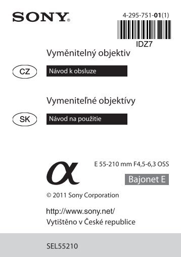 Sony SEL55210 - SEL55210 Consignes dâutilisation TchÃ¨que