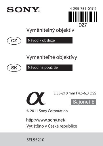 Sony SEL55210 - SEL55210 Consignes dâutilisation Slovaque
