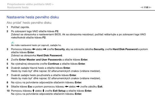 Sony VPCS13A7E - VPCS13A7E Mode d'emploi Slovaque