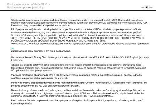 Sony VPCS13A7E - VPCS13A7E Mode d'emploi Slovaque