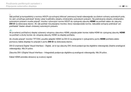 Sony VPCS13A7E - VPCS13A7E Mode d'emploi Slovaque