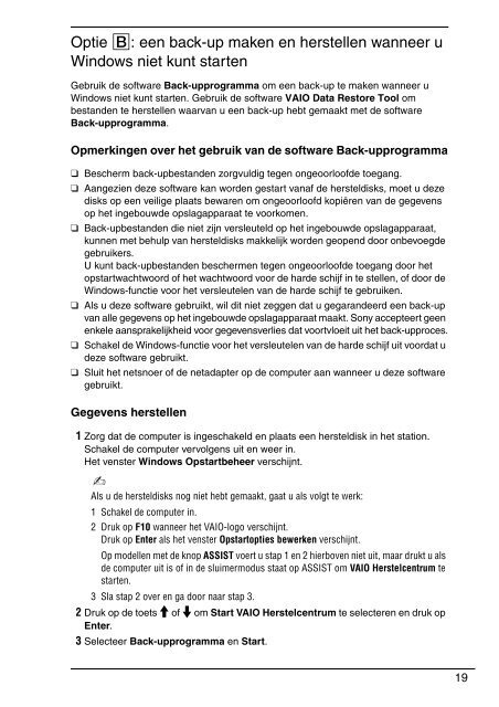 Sony VPCL12M1R - VPCL12M1R Guide de d&eacute;pannage N&eacute;erlandais