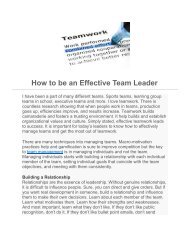 How to be an Effective Team Leader
