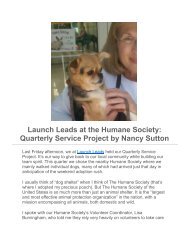 Launch Leads at the Humane Society: Quarterly Service Project by Nancy Sutton