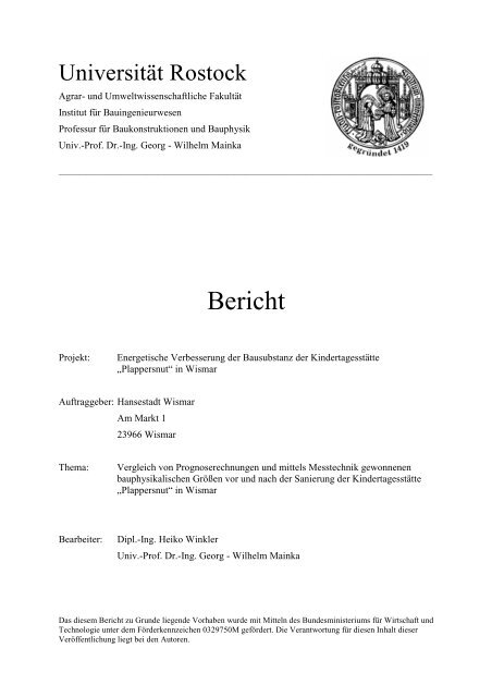 Universität Rostock - Energetische Sanierung der Bausubstanz ...
