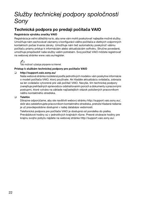 Sony VPCEJ2B4E - VPCEJ2B4E Documents de garantie Slovaque