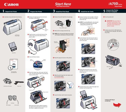Canon PIXMA i470D - i470D Easy Setup Instructions