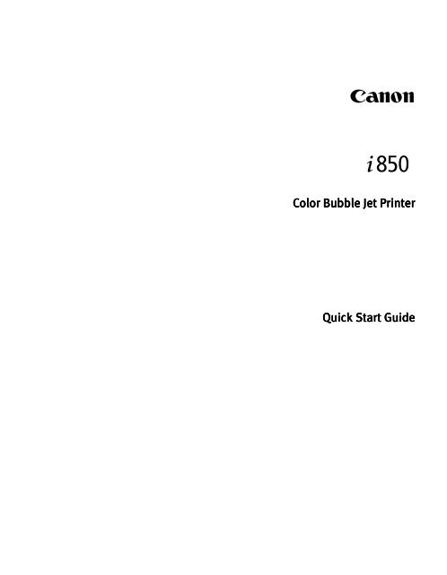 Canon PIXMA i850 - i850 Quick Start Guide