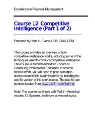 Competitive Intelligence - Excellence in Financial Management