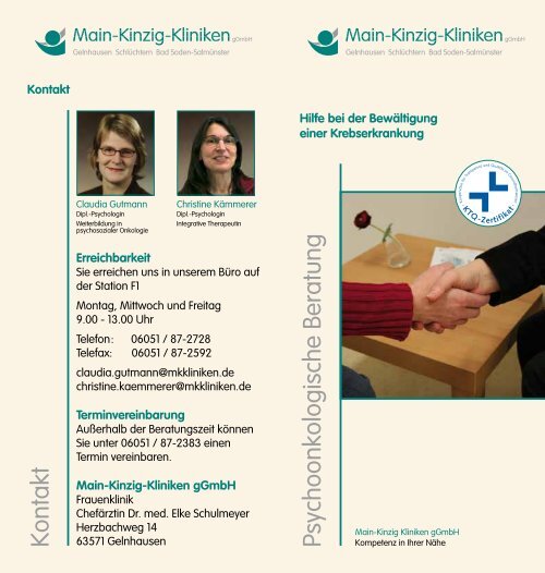Psychoonkologische Beratung Kontakt - Main-Kinzig-Kliniken gGmbH