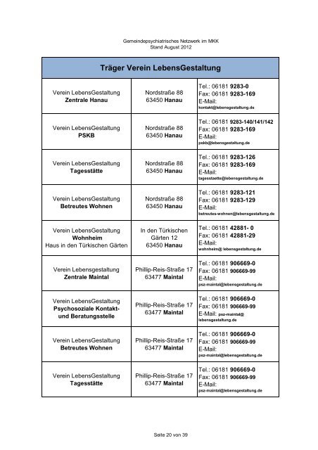 Gemeindepsychiatrisches Netzwerk im MKK - des Main-Kinzig-Kreises