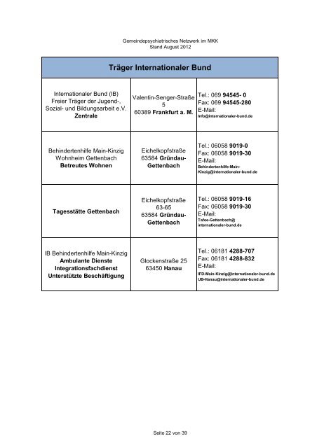 Gemeindepsychiatrisches Netzwerk im MKK - des Main-Kinzig-Kreises