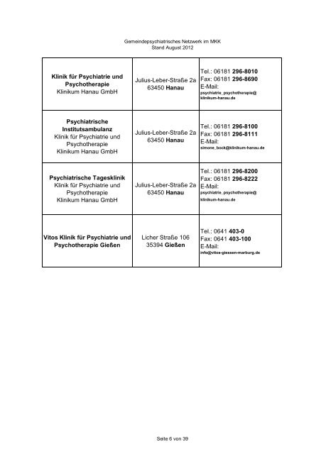 Gemeindepsychiatrisches Netzwerk im MKK - des Main-Kinzig-Kreises