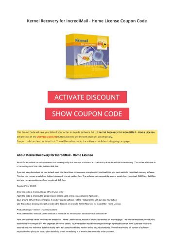 35% OFF Kernel Recovery for IncrediMail - Home License Coupon Code 2017 Discount OFFER