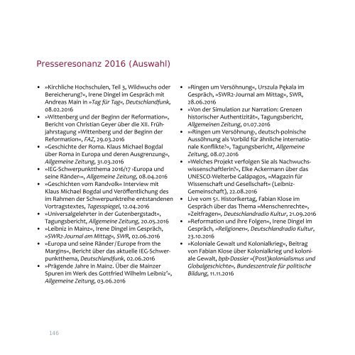 IEG Mainz - Jahresbericht 2016