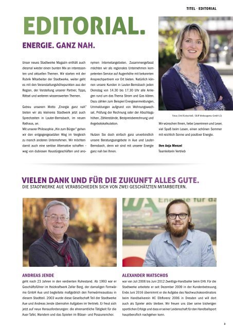 Stadtwerke Aue Magazin - Ausgabe Sommer 2016