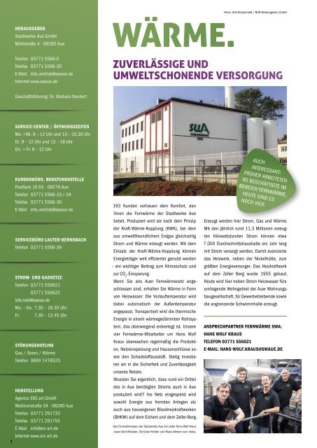 Stadtwerke Aue GmbH - Ausgabe Winter 2016