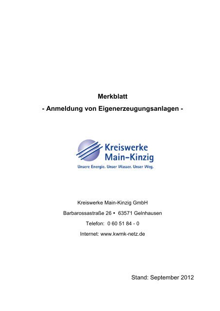 Merkblatt - Anmeldung von Eigenerzeugungsanlagen -