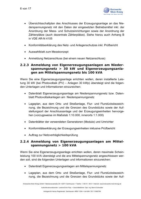 Merkblatt - Anmeldung von Eigenerzeugungsanlagen -