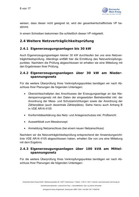 Merkblatt - Anmeldung von Eigenerzeugungsanlagen -