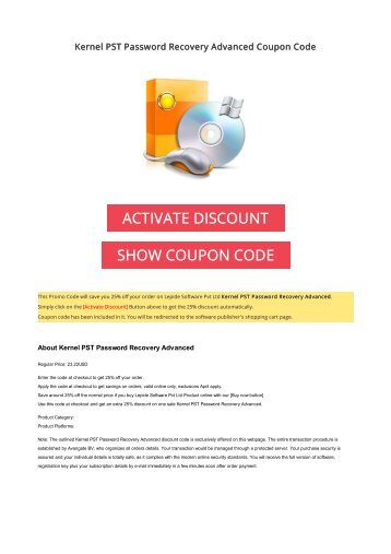 25% OFF Kernel PST Password Recovery Advanced Coupon Code 2017 Discount OFFER