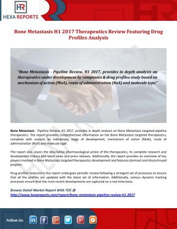 Bone Metastasis H1 2017 Therapeutics Review Featuring Drug Profiles Analysis