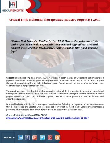 Critical Limb Ischemia Therapeutics Industry Report H1 2017