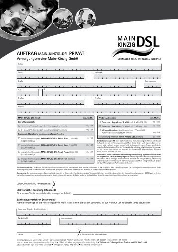 AUFTRAG MAIN-KINZIG-DSL PRIVAT Versorgungsservice ... - wiDSL