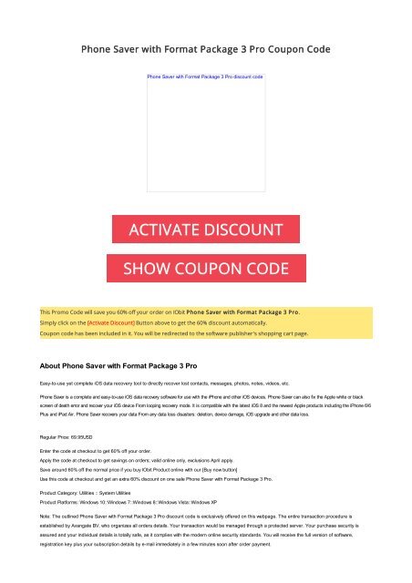 60 off phone saver with format package 3 pro coupon code coupon format